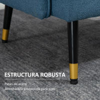 HOMCOM Butaca de Salón Sillón Relax con Reposabrazos Asiento Acolchado y Patas de Acero Sofá Individual de Moderno para Dormitorio 76x68x80 cm Azul Oscuro - details 4