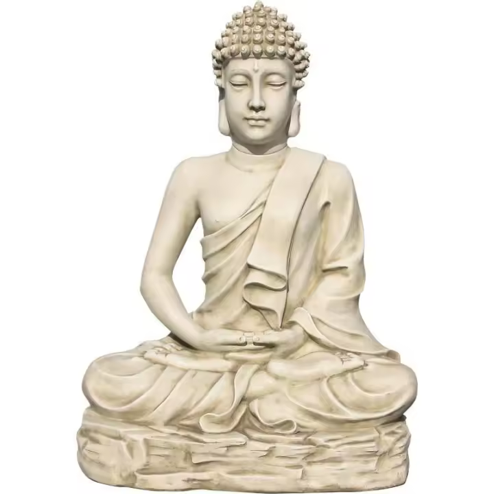 AZJARDIN.COM- FIGURA DE BUDA EN PIEDRA ARTIFICIAL EN COLOR OCRE DE 142 CM DE ALTO. - 1