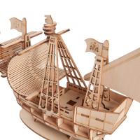 Puzzle De Madera 3D De Barco Con Sails 1PC Modelo De Montaje DIY Decoración De Escritorio Regalo De Manualidades De Madera - details 3