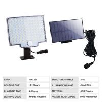 1PC Luz Solar Exterior Impermeable Con Sensor De Movimiento Y Control Remoto 3 Modos 192 LED Para Patio Garage Jardín - details 7