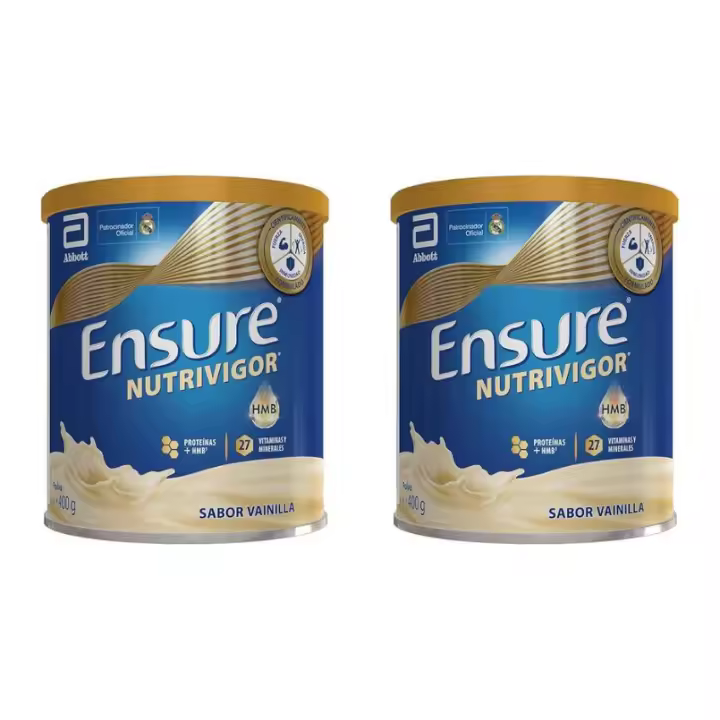 Ensure Nutrivigor Vainilla Pack 2 x 400 gr. Complemento Alimenticio para Adultos con HMB, Proteínas, Vitaminas y Minerales - 1