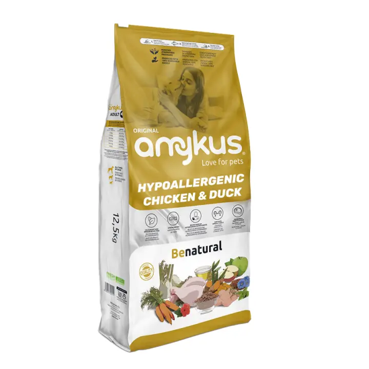 Amykus Gourmet Hypoallergenic Grain Free Chicken & Duck - Pienso para Perros Adultos hipoalergénico, sin Cereales, de Pollo y Pato - 1