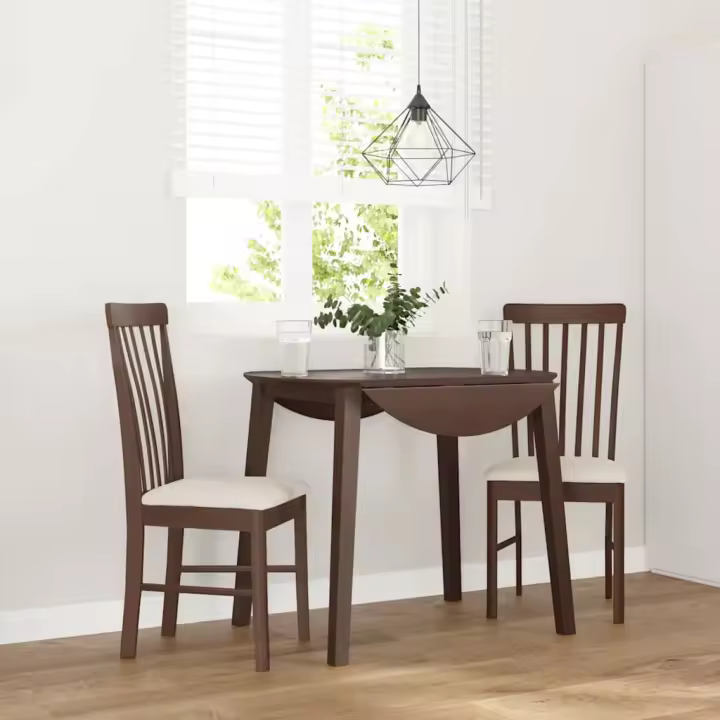 vidaXL Sillas de comedor con cojines 2 uds madera maciza marrón caucho en color Marrón y claro/Blanco y gris/Natural y claro y más | cómodas modernas ergonómicas para comedor cocina salón hogar - 1
