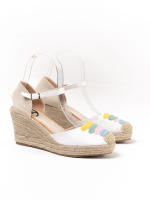 Sandalias alpargatas mujer valencianas con cuñas altas y plataforma de espartos multicolor plantilla gel Paloma Wang - details 2
