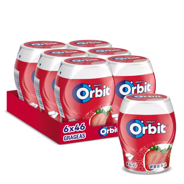Orbit Botes Chicles Sin Azúcar de Fresa en grageas, 6x46 uds - 1