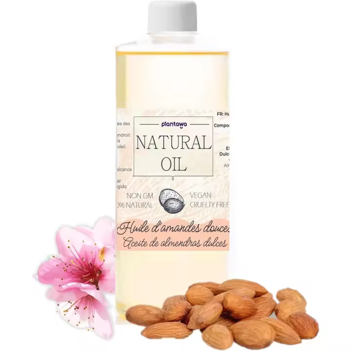 Plantawa Aceite Almendras Dulces , Puro, Natural - 500 ml, Aceite embarazo, Estrias, Aceite Esencial Masajes, Hidrata Cuerpo, Piel, Cabello, Aporta Vitamina E, Sostenible, Origen 100% Vegetal, Máxima Calidad. - 1