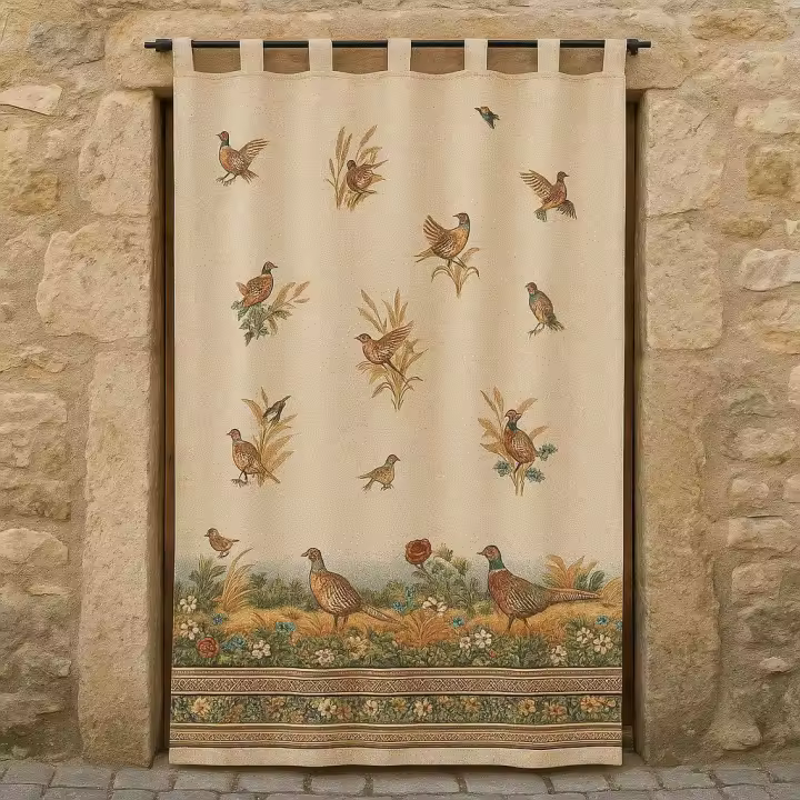 Cortina para Puerta Exterior – Jacquard con Estampado Digital de Perdices - 1