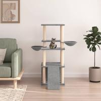 vidaXL Rascador para Gatos con Postes Árbol Torre de Escalada Sisal Color Crema,  Gris claro,  Gris oscuro y mas - details 1