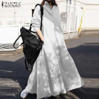 Vestido Largo De Leopardo ZANZEA Para Mujer Otoño Elegante Casual Manga Larga Cuello En V a Line Suave Trabajo Vestido De Fiesta - details 9