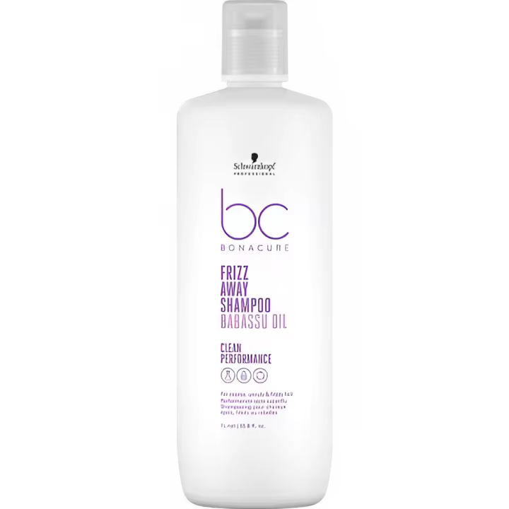 Schwarzkopf Bonacure Frizz Away Champú 1000Ml Champú antiencrespamiento para cabello rebelde y encrespado. - 1