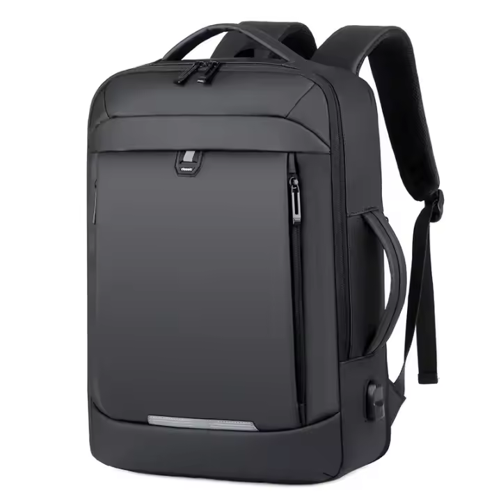 Mochila para ordenador portátil expandible para hombre, bolsa impermeable negra para Notebook, 16 pulgadas, 17 pulgadas, mochila de trabajo multifunción para negocios - 1