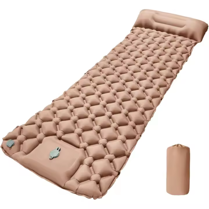 Colchoneta hinchable con almohada incorporada, colchón hinchable ultraligero de 2,0 in, empalmable, impermeable, antideslizante, adecuado para montañismo al Aire Libre - 1