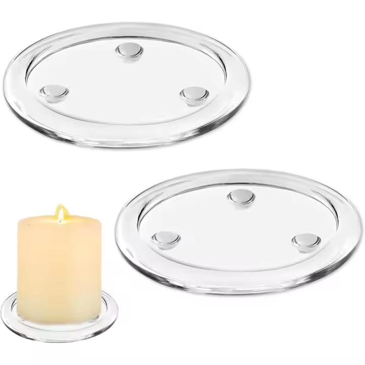 portavelas redondos de cristal transparente, candelabro de pilar para decoración del hogar, centros de mesa y regalos (10 cm/3,9 pulgadas) - 1