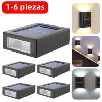 1-6Pcs Luces De Pared Solares LED 2LED Para Jardín Patio Valla Decoración Lámparas Iluminación Seguridad Exterior Impermeable Para Escaleras Y Atriles - details 0