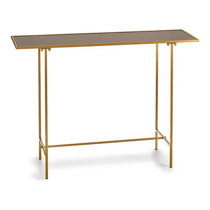Mesa auxiliar Negro Dorado Cristal Metal (33 x 77 x 110 cm) - 1
