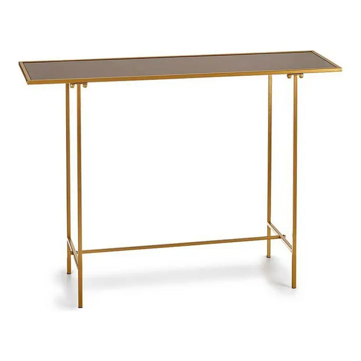 Mesa auxiliar Negro Dorado Cristal Metal (33 x 77 x 110 cm) - 1