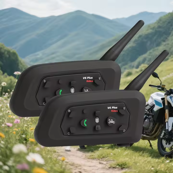 Auriculares Bluetooth para Casco Moto - Serie V6plus, 97db Sonido Potente, 1500m Transmisión, Función de Voz y Llamada - 1