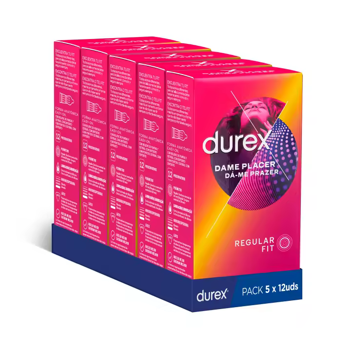 Durex - Condones para hombre Durex. Pack de 60 Preservativos para sexo seguro. Natural, Sensitivo Suave, Invisible, Contacto Total, Real Feel, Mutual Climax, Placer Prolongado, Dame Placer, Saboreame, Intense, Natural XL y Invisible Extra Lubricado - 1