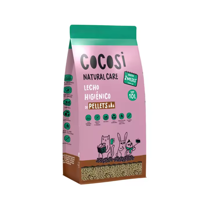 SMELL & SMILE Lecho Higiénico de Pellets para Gatos, Conejos y Roedores ,10L ,100% Biodegradable ,Control de Olores y Libre de Polvo ,Absorción Rápida, Natural y Sin Aditivos ,Ideal para Areneros y Jaulas - 1