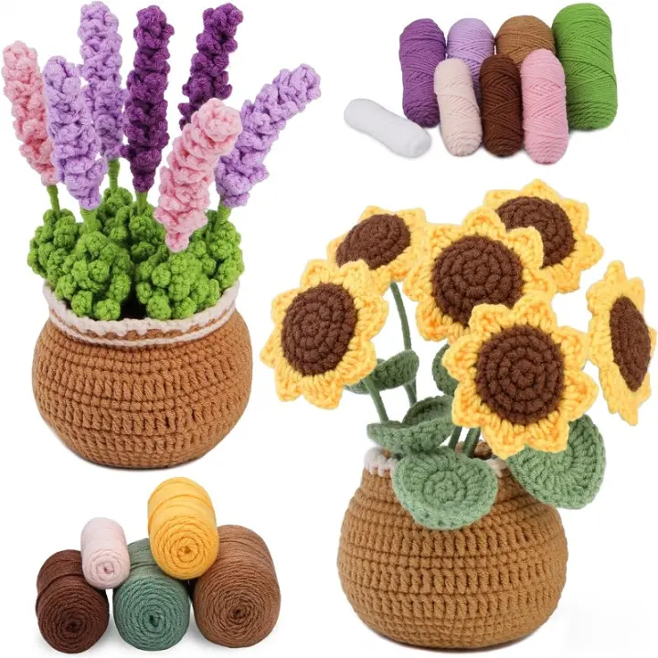 Kit De Crochet Para Principiantes Con Video Tutorials Incluidos Kit De Tejer Para Comenzantes Con Flores Material De Lana - 1