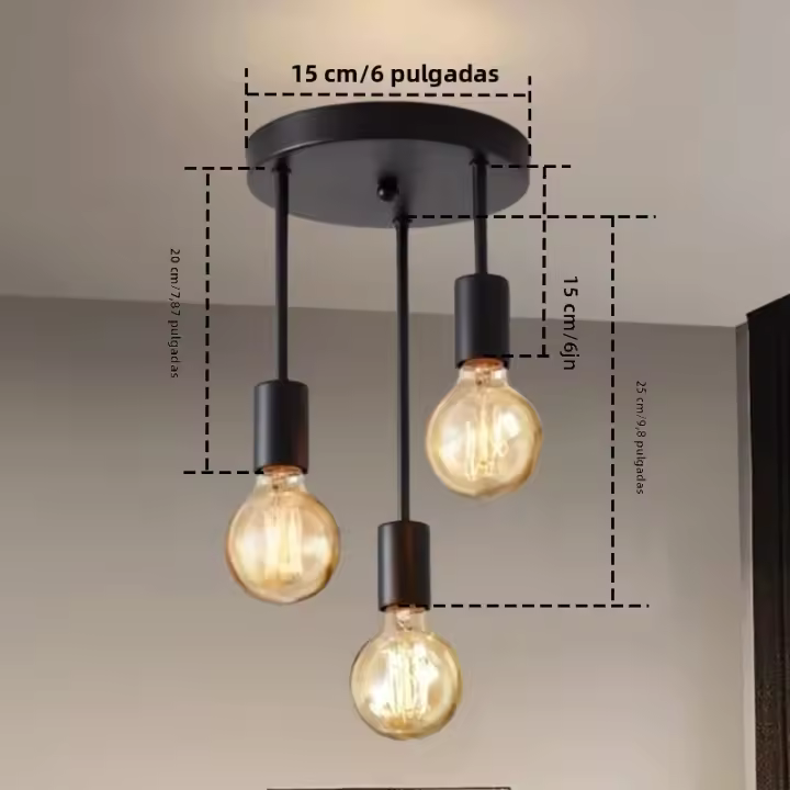 1pc Lámpara De Techo Moderna Sencilla Con Cuatro Cabezas E27 Base Para Entrada Dormitorio Cocina Pasillo Candelabro Negro - 1