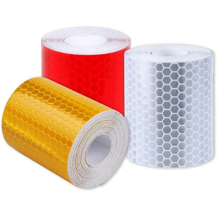 Cinta Reflectante 3PCS Cinta Reflectante Cinta Adhesiva Reflectante Advertencia de Seguridad Visibilidad Nocturna con Flecha de Panal 5 cm x 3 m - 1