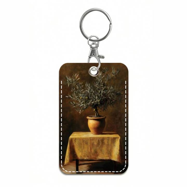 Italy Olive Tree Branches Leaves Architecture Card Holde Applicable To Credit Cards Bus Card Rectangular Keychain Protective