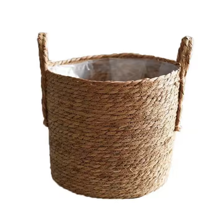 Macetas de algas marinas, cesta de flores, cubierta de maceta tejida, contenedor de plantas, florero, basura de mimbre - 1
