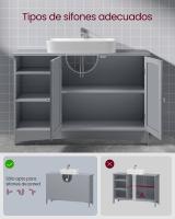 Mueble bajo Lavabo Extra Largo - Con 2 Puertas y Estantes Ajustables, Compartimentos Abiertos, Ideal para Baño, 90x30x60 cm - details 11