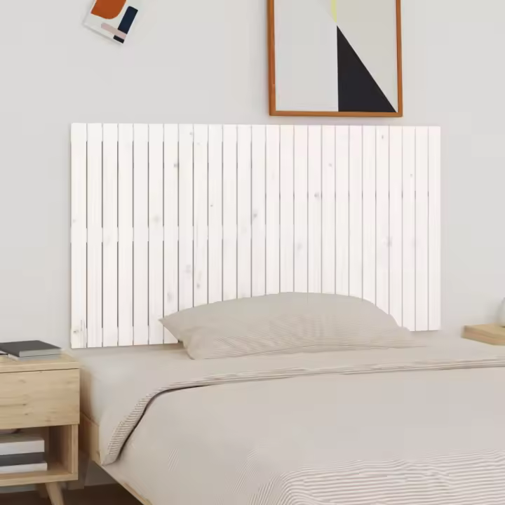 vidaXL Cabecero de cama de pared madera maciza pino blanco 166x3x90 cm - 1