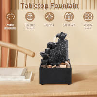Fuente De Escritorio Con Cascada De Agua Decoración Para Relajación Y Meditación Luz Suave Lámpara De Escritorio Paisaje Reutilizable De Plástico Estilo Moderno - details 1