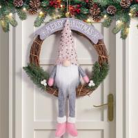Corona De Navidad Con Vinateras Y Muñeca Sin Cara Adorno De Puerta O Pared Para Navidad DIY Decoración De Puerta O Pared - details 4