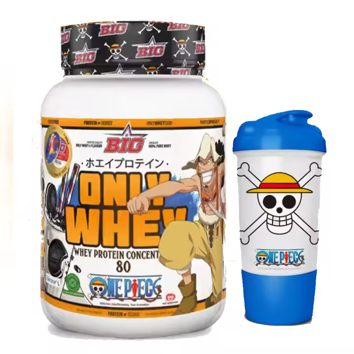 BIG - Proteinas Whey ONE PIECE - Edición Exclusiva con 12 Tazos. Sin Lactosa 1Kg Sabor Cookies and Cream + Shaker - 1