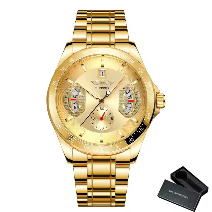 Reloj Mecánico Deportivo WINNER Skeleton En Cuero Militar Multíndice Con Fecha Resistente Al Agua Y Shock Para Hombre - 1