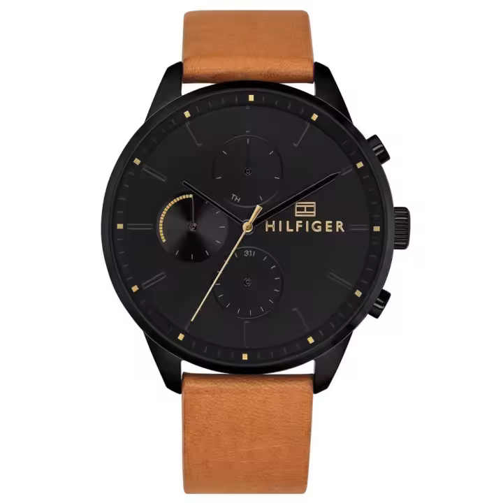 Reloj de Hombre Tommy Hilfiger 1791486, Esfera Negro de 44 MM + Caja de Regalo Elegante - 1