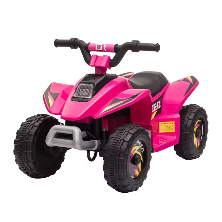 HOMCOM Quad Eléctrico para Niños de 18-36 Meses Vehículo Eléctrico Cuatrimoto a Batería 6V con Avance y Retroceso Carga Máx. 20 kg 72x40x45,5 cm Negro/Rosa/Verde - 1