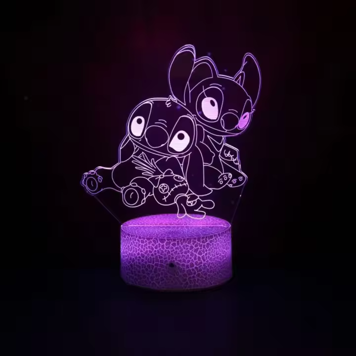 Lámpara De Noche Stitch 16 Colores Con Control Remoto Decoración De Habitación Regalo De Aniversario Navidad Cumpleaños Para Valentine's Day - 1