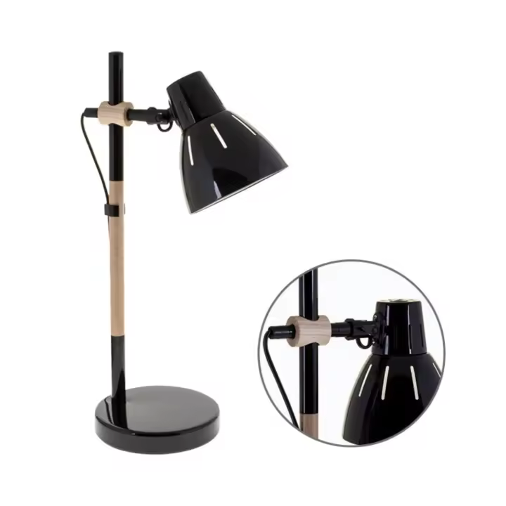 BEL AIR HOME Flexo Dalva Lumit 11W de Sobremesa Negro/natural Ø23x47 Cm - 1