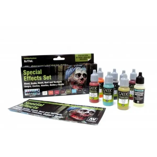 VALLEJO 72213 EMBALAJE 8 COLORES EFECTO ESPECIAL ZOMBIE SANGRE VOW CRUZ ÓXIDO VERDERAME 17 ML - 1
