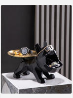 Estatua De Bulldog De Resina Para Almacenamiento De Llaveros Y Joyería Con Bandeja Butler De Animal Decoración De Habitación Estilo Moderno - details 1
