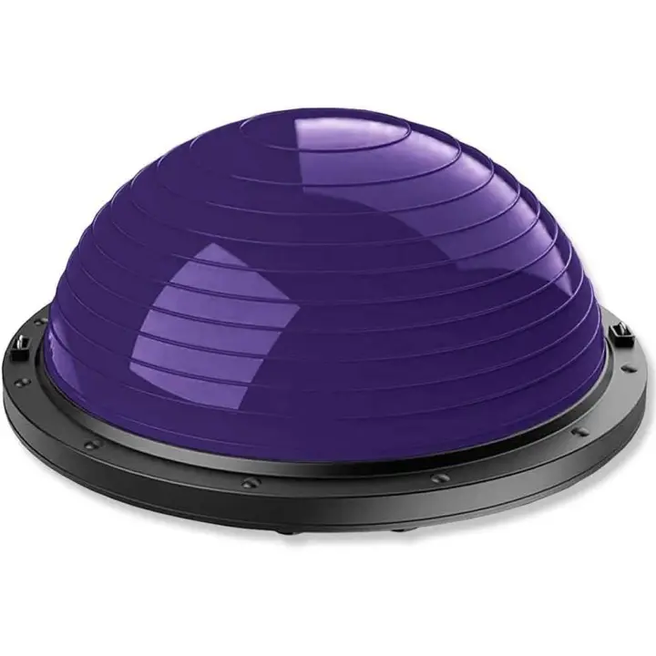 OZIO FITNESS Semiesfera de Equilibrio StrongerFit 58 cm Morada con Tensores e Inflador - 1