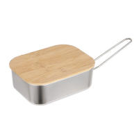 Caja Bento De Acero Inoxidable 900ML Con Tapa De Madera Para Camping Picnic Pesca Al Aire Libre Soporte Para Tetera Y Tabla De Cortar - details 5