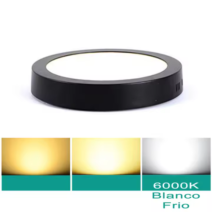 Mil Luces Plafon NEGRO LED Redondo Superficie 20W Blanco Diametro 22cm Aluminio Driver Incluido Facil Instalacion - 1