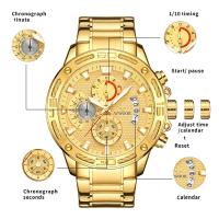 Reloj De Pulsera De Lujo Para Hombre WWOOR En Acero Inoxidable Y Oro Resistente Al Agua Y Shock Con Cronógrafo Y Luz Nocturna - details 3
