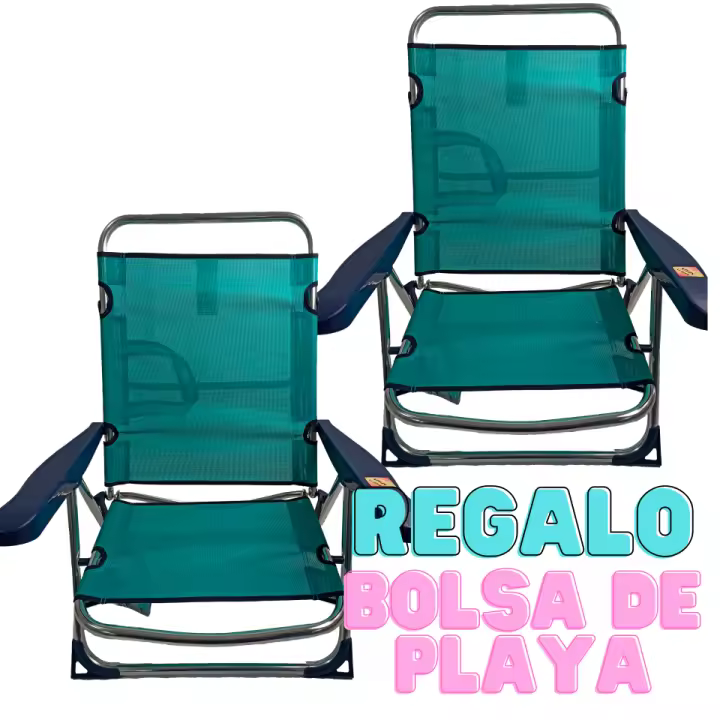 2X ALCO SILLA PLAYA COLOR TURQUESA FIBRELINE CON ASA ALUMINIO 607ALF-30 - 1