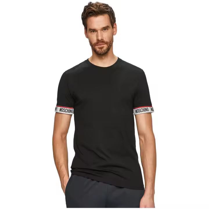 MOSCHINO - Camiseta Manga Corta con Cinta Logo en Puños - 1