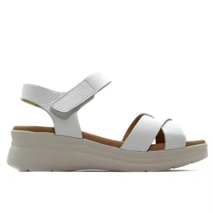 PITILLOS 10613 Sandalia casual de piel, con cuña, destalonada, cierre adhesivo, suela de goma, para señora - 1