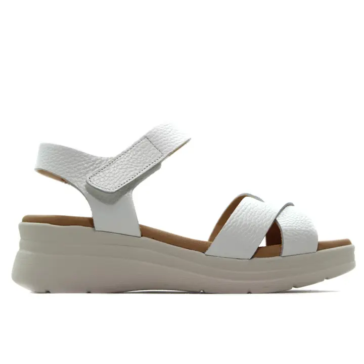 PITILLOS 10613 Sandalia casual de piel, con cuña, destalonada, cierre adhesivo, suela de goma, para señora - 1