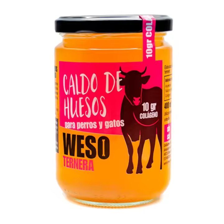 Weso Caldo de Huesos de Ternera Para perros y gatos 400 ml Salud digestiva y apoyo articular - 1