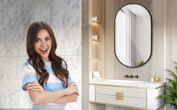 Espejo Ovalado de Baño 60x90 cm – Marco de Aluminio Negro – Montaje Horizontal o Vertical – Decorativo para Salón, Entrada o Pasillo - details 5